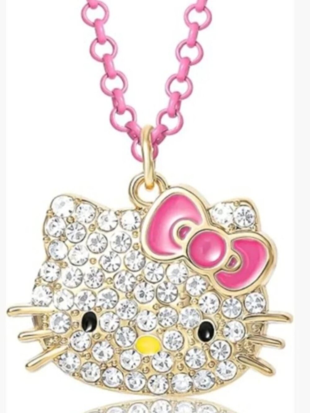 Hello Kitty Pave Crystal Pendant Necklace 16-19" Adjustable Chain Lobster Clasp - Picture 1 of 3